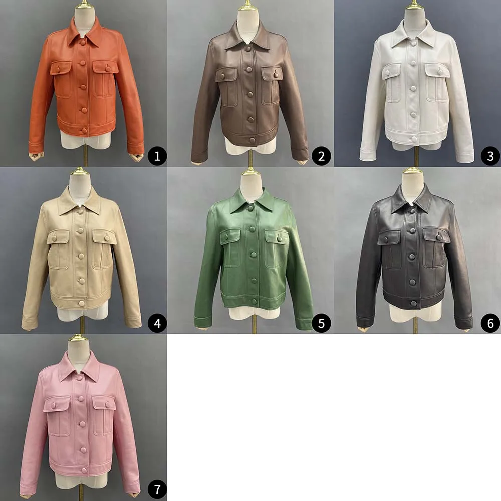 JANEFUR Genuine Leather Jackets Women 2023 Slim Short Fashion Real Sheepskin Coat Wholesale Spring Autumn Ladies Outerwears