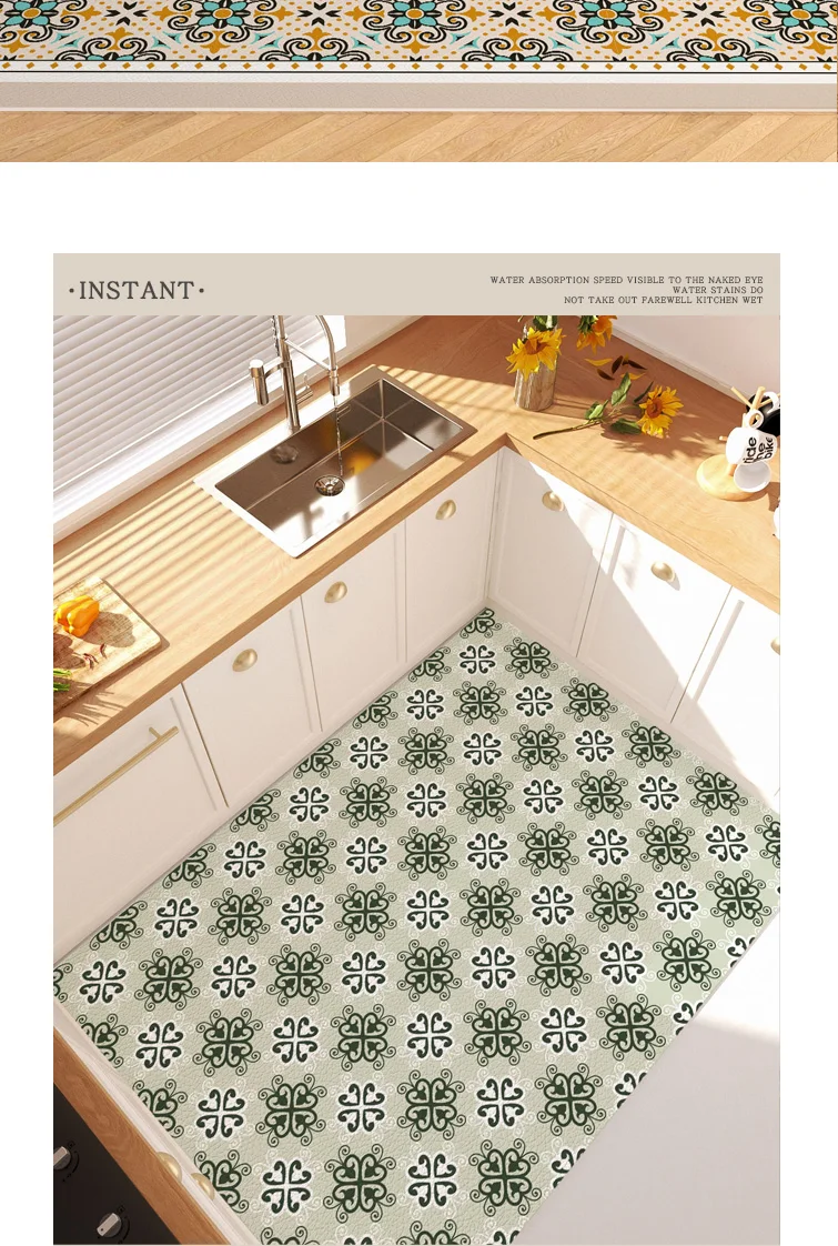 

Специальные кухонные коврики GY0123 противоскользящие, маслостойкие, их можно протирать, чистить, а коврики из ПВХ целиком поставляются