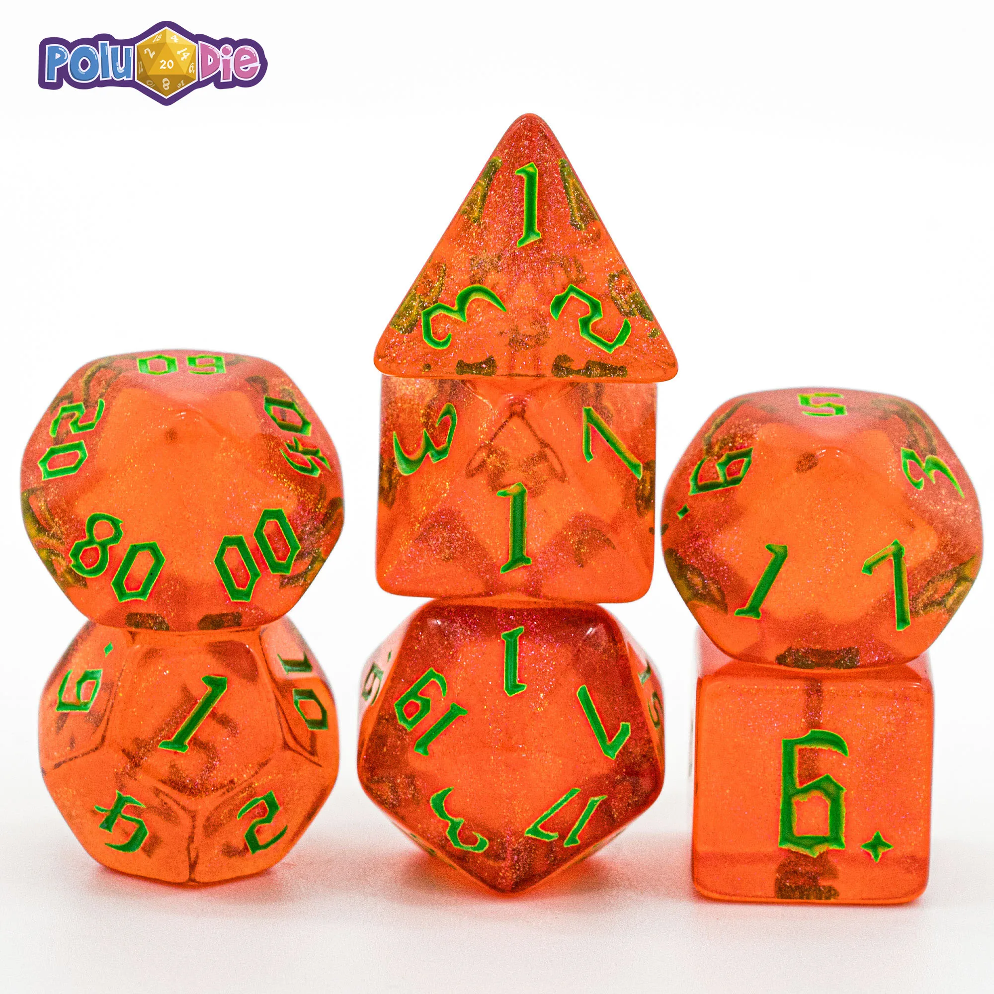 

7Pcs/Set Red/Green DND Dice Set D4 D6 D8 D10 D% D12 D20 Translucent Polyhedral Dice for Role Playing Board Game D&D RPG MTG DND