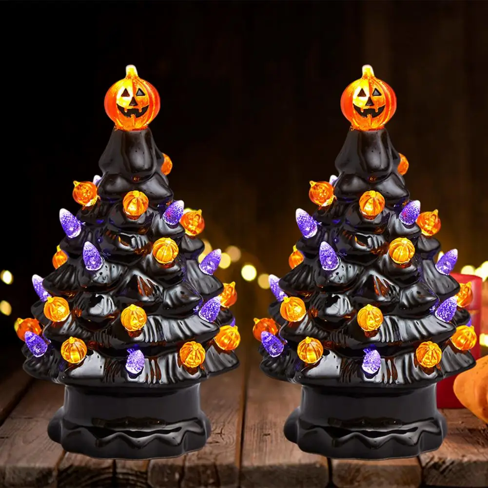 

Halloween Pumpkin Tree Useful Practical Portable for Party LED Halloween Tree Ornament Halloween Ceramic Tree