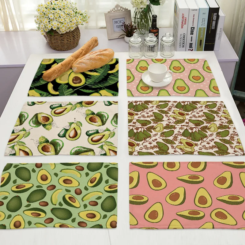 

Fun avocado print table mats linen placemats drink coasters coasters kitchen placemats