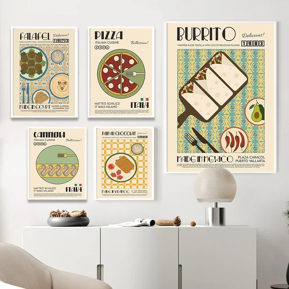 Художественная Настенная картина Hummus Tacos Falafel пицца канноли Картина на холсте