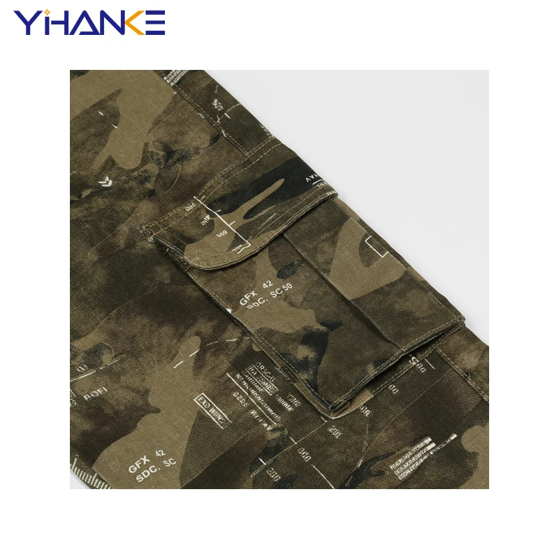 Letter Print Multi-pocket Camouflage Jeans Men's Casual Overalls High Street Fashion Brand Loose Pants Straight Trousers джинсы