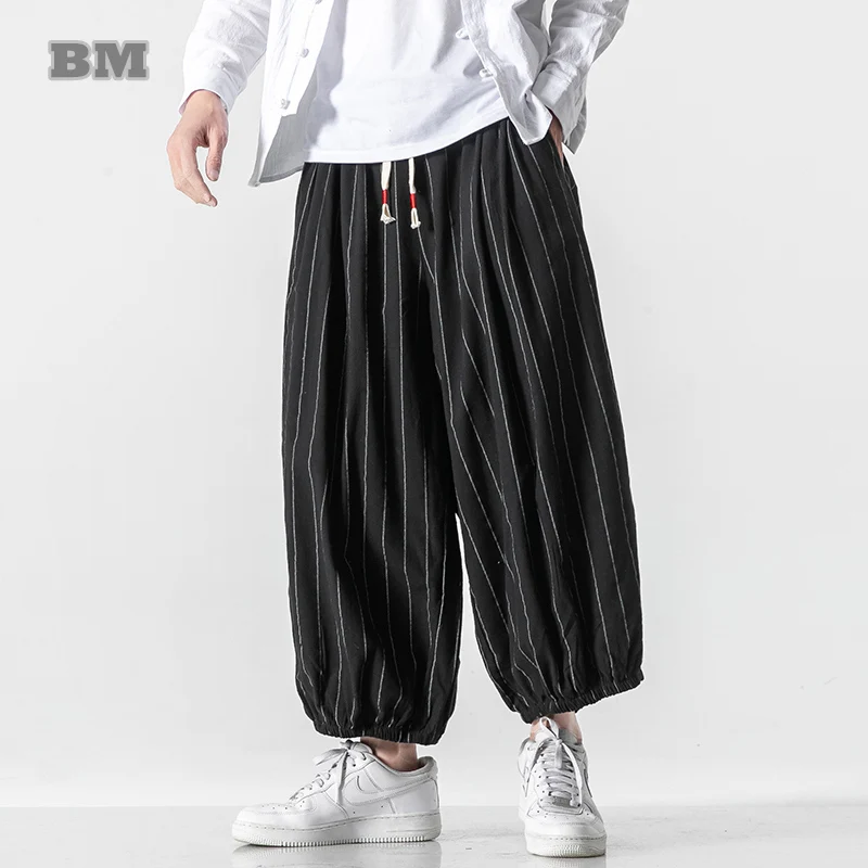 

Spring Summer Thin Cotton Linen Pants Chinese Trendyol Casual Joggers Plus Size Harem Cropped Pants Men Clothing Sweatpants