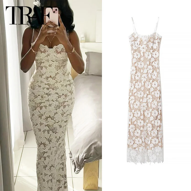 TRAF винтажное платье из полиэстера