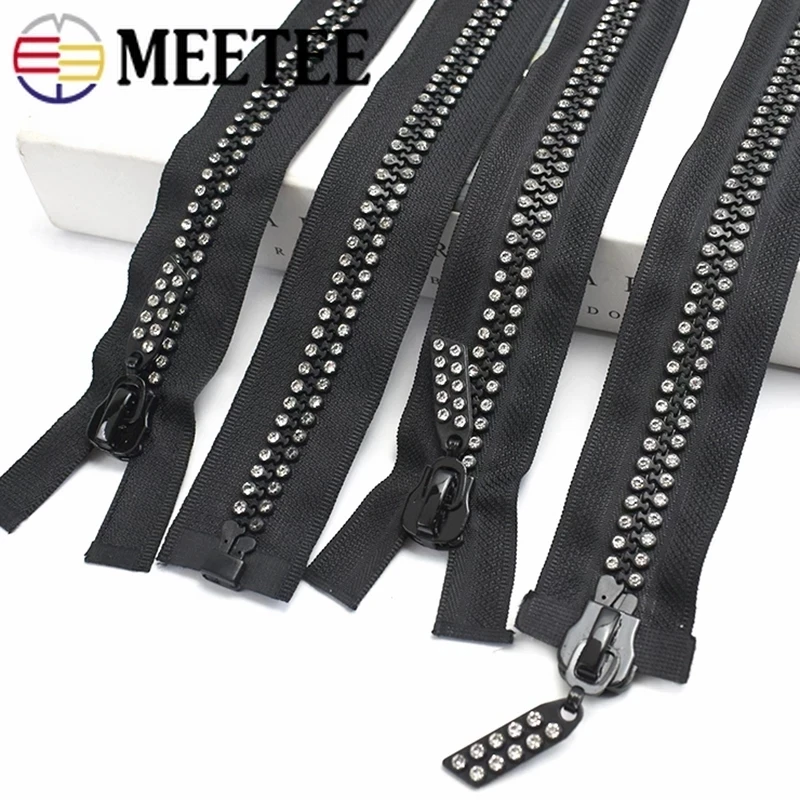 

1Pc 60/70/80cm 10# Resin Zipper Diamond Single Double Slider Open-end Zip Bags Clothing Decoration Sewing Zippers Accessories