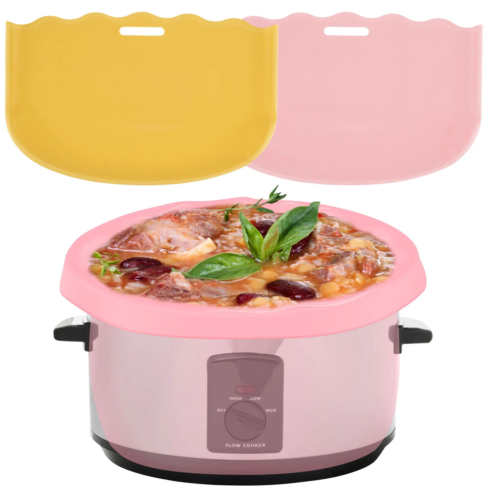 

2Pcs Silicone Slow Cooker Liners Reusable Silicone Slow Cooker Divider Leakproof Hear-Resistant Slow Cooker Insert Liner