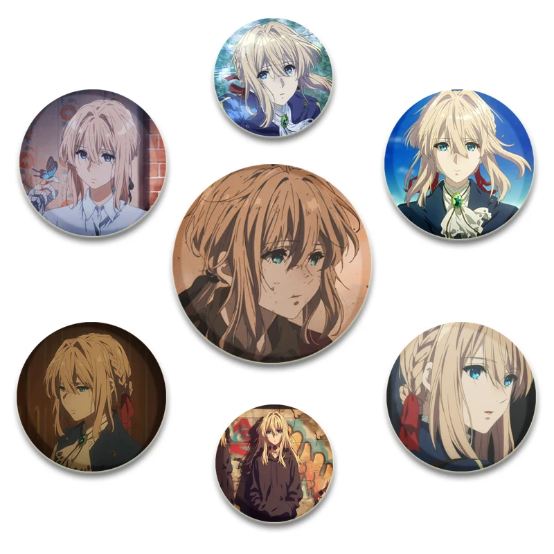 32/44/58 мм аниме мультяшный персонаж фиолетовая эмалированная булавка Evergarden значки