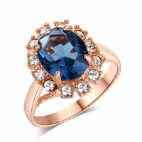hoyon original 24k rose gold color womens wedding ring aaa zircon micro set emerald sapphire ring wedding jewelry gift for mom
