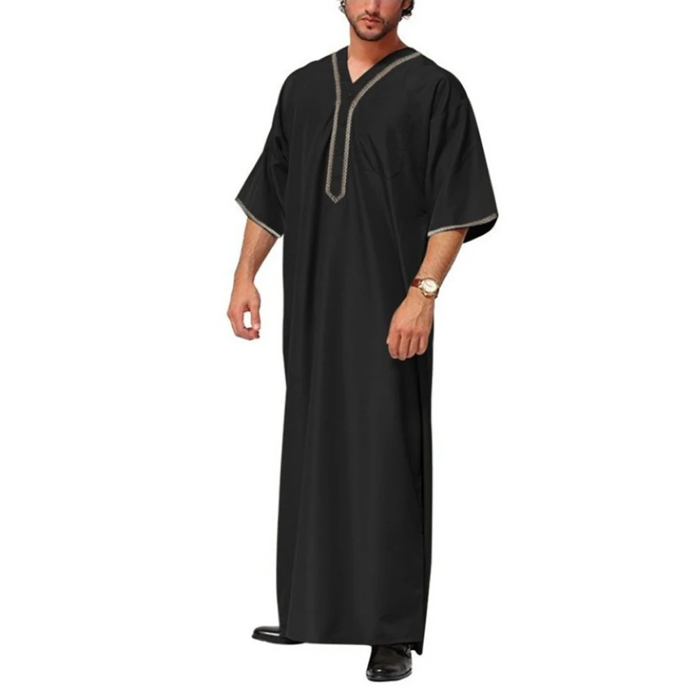 

2022 New Muslim Robes Middle East Arab Dubai Malaysia Men's Loose Robe Button Shirt Islamic Clothing Ropa Islamica Hombre