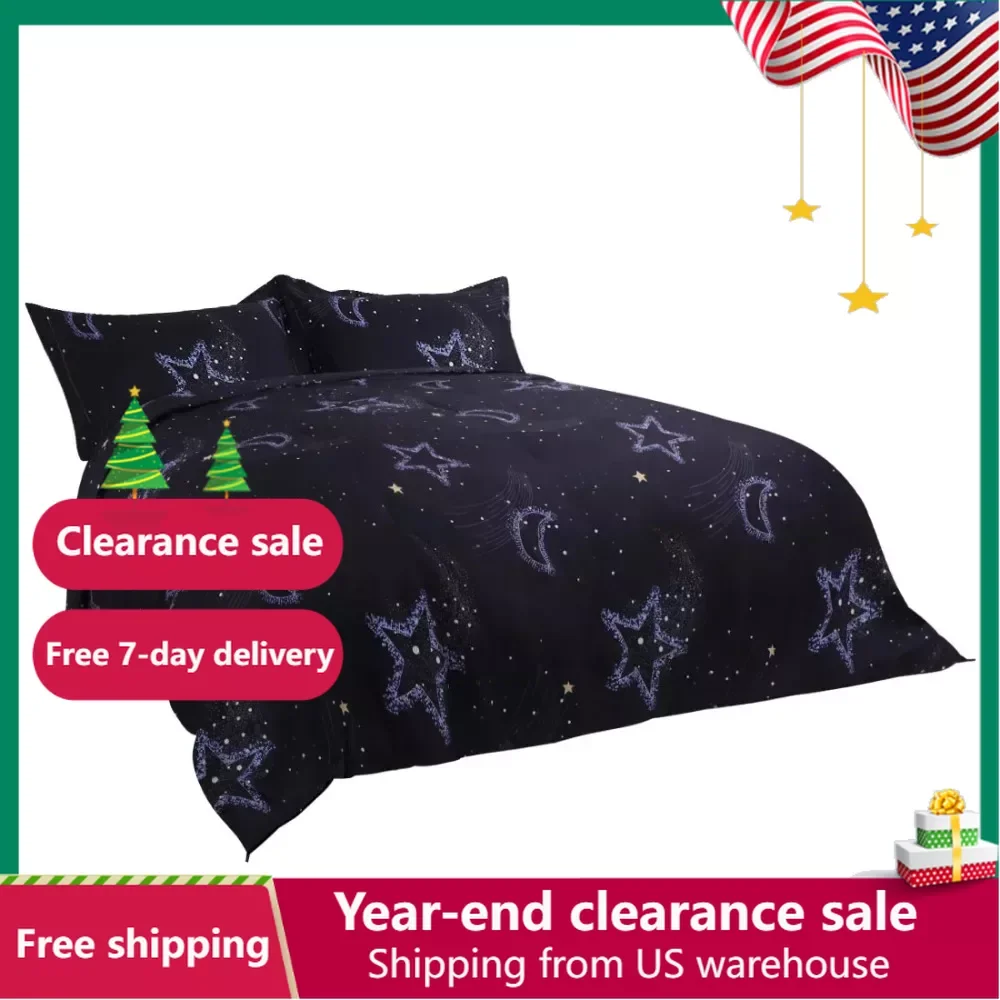 

Polyester Bed Duvets King Bedding Sets Dark Blue 3pc Star Comforter Set Free Shipping Duvet Cover Sheets Quilt Home Textile