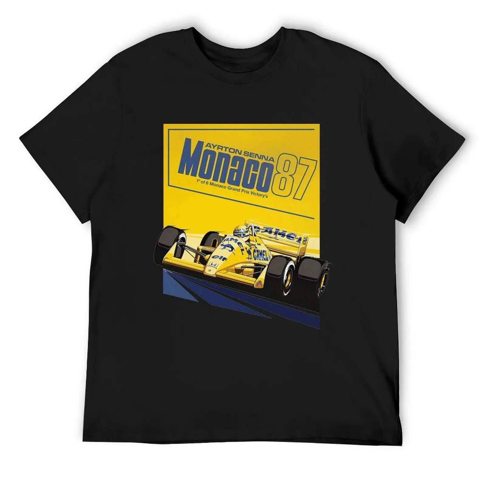 Футболка Monaco 87 Senna Camel Lotus кавайная одежда фигурки аниме заготовки футболка с