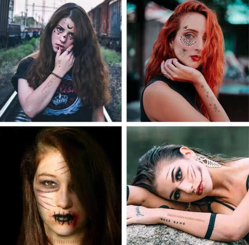 Временные татуировки на вечерние эллоуин наклейка s зомби кровавый макияж