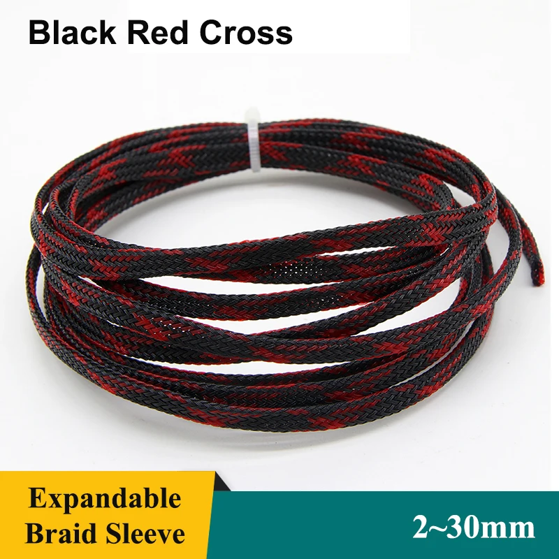 Оплетка для кабелей из змеиной кожи плетеная нить черно-красного цвета высокой