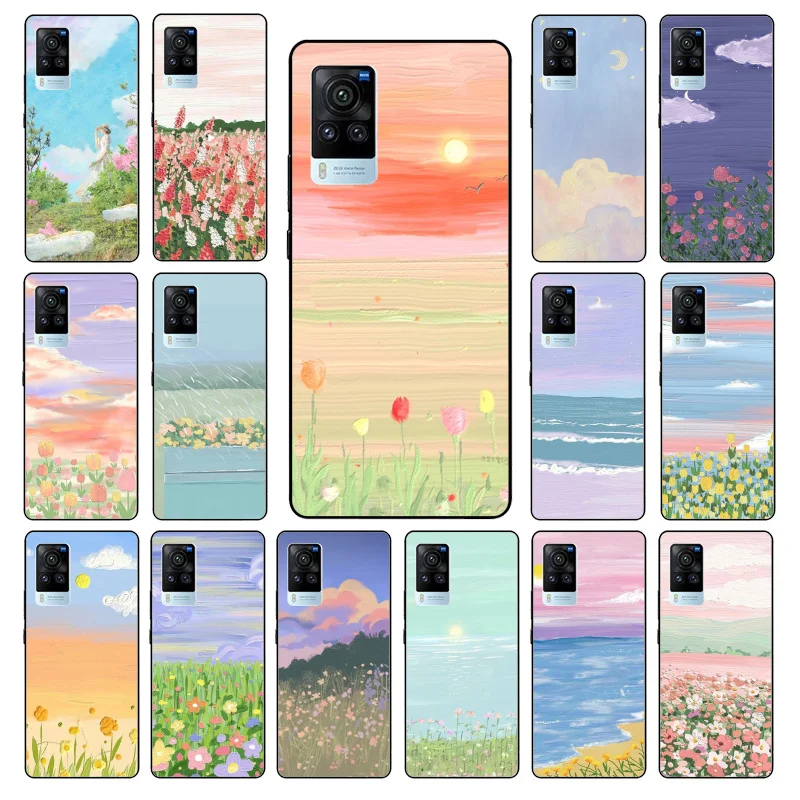 

Oil Painting Flower Sceneary Phone Case for VIVO V21E V21 V23 V23E V2109 Y53S Y33S Y55 Y76 Y31 Y21 Y72 Y01 Y21S Y11S Funda Coque