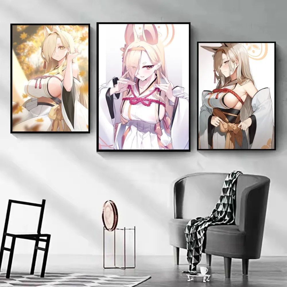 Художественный плакат KUWAKAMI KAHO синий архив самоклеящийся Настенный декор для