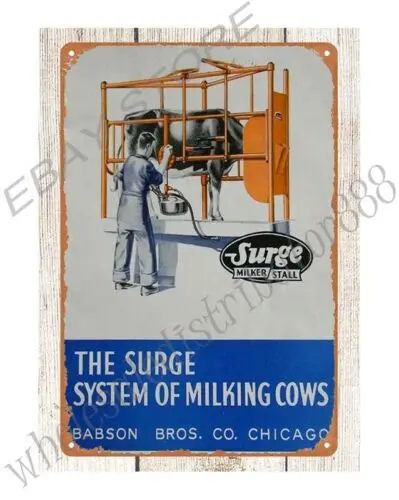 1949 CHICAGO DUBUQUE BABSON BROS. SURGE MILKERS metal tin sign wall