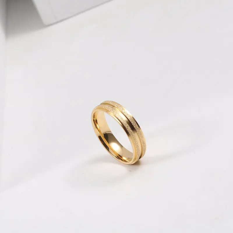 

PVD Gold Finish Double-layer Sand Surface Ring for Women Stainless Steel Rings