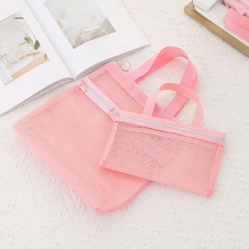 Вместительная косметичка новые кармашки на молнии однотонная сетчатый