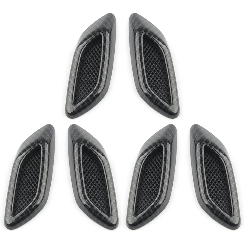 

6Pcs Carbon Fiber Car Hood Frame Decorative Stickers Fender Air Outlet Side Mark Universal Decorative Cover