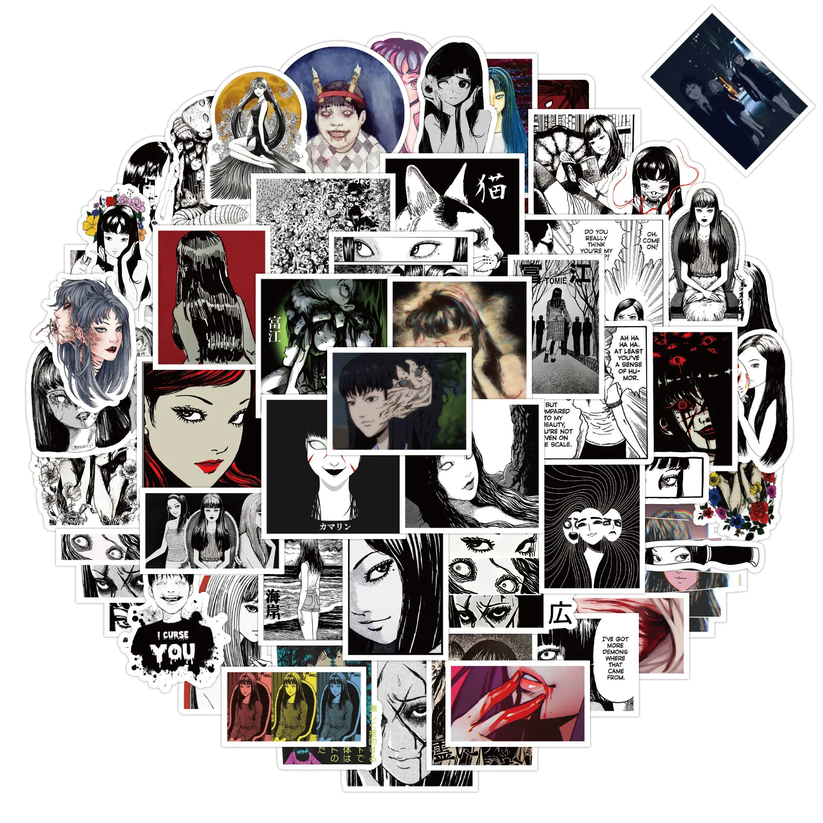 

50PCS Tomie Kawakami Series Horror Horror Graffiti Car Motorcycle Trolley Case Water Cup Waterproof Sticker