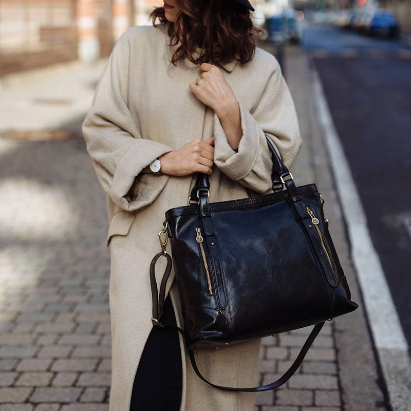 

Vintage Leather Large Women's Capacity Crossbody Bag Laides Shoulder Satchel Tote Bags PU Satchel Messenger Handbags Purse Black