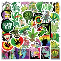 50pcs funny characters leaves weed smoking stickers for laptop motorcycle skateboard waterproof cool kids sticker decals