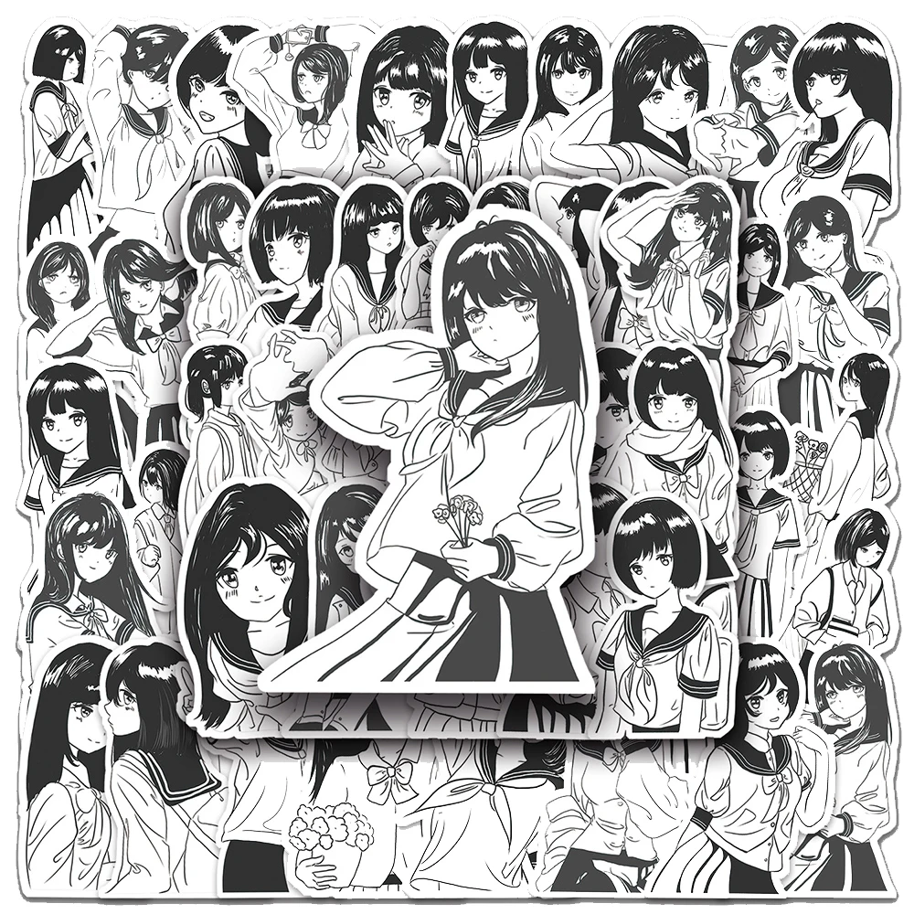 

10/30/50pcs Cute Anime Grils JK Seifuku Stickers Decals Graffiti Luggage Laptop Phone Waterproof Kawaii Cartoon Kids Sticker