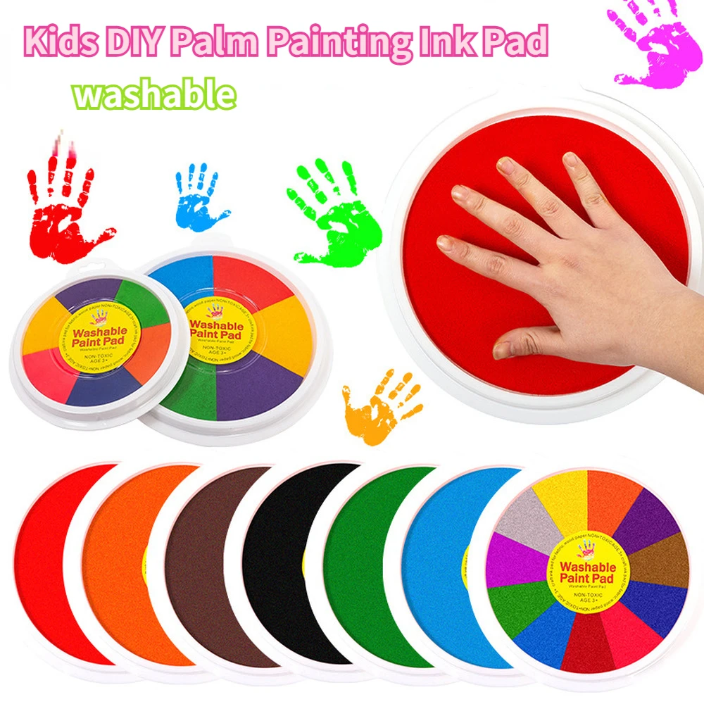 

Colorful Ink Stamp Pad DIY Finger Painting Craft Cardmaking Large Round Kids Education Drawing Interactive Baby Montessori Toys