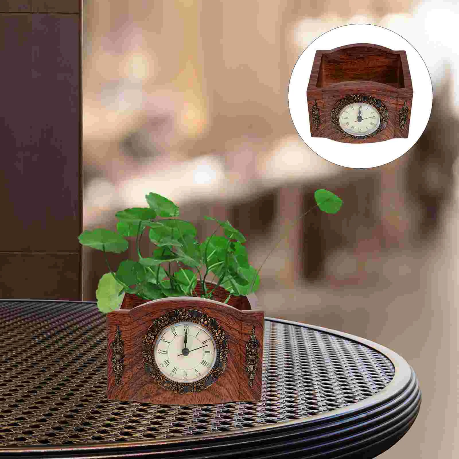 

Настольные часы из смолы, контейнер для суккулентов, изысканный держатель для растений
