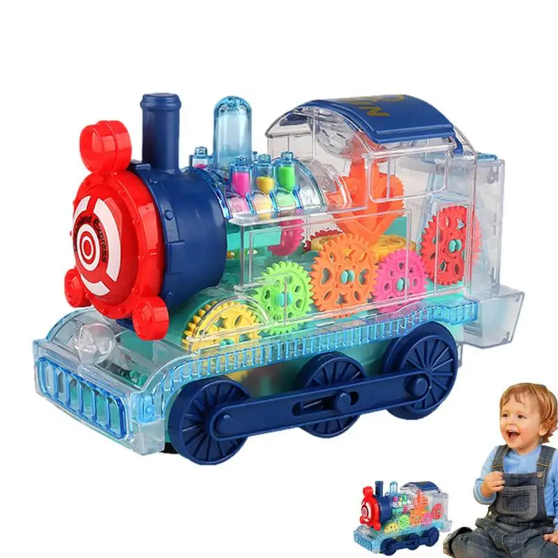 

Gear Train Toy Locomotive Gear Toy With Colorful Light Early Educational Musical Train Birthday Gift For Boys Girls