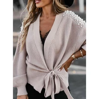 2021 wide sleeved cardigan womensknit sweater lace up top sweater women clothingm 3xl oversized cardigan womens pullover