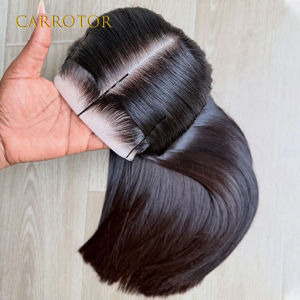 Фото Парик Surper Double Wig, 250% плотность, прямые волосы, 13x6, невидимый прозрачный кружевной фронтальный парик из натуральных волос, без клея, предварительно прорезанный, готов к носке №1