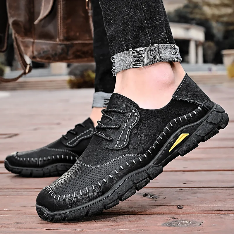 

Men's Hiking Shoes Comfortable Second Layer Cowhide Leather Outdoor Sneakers Men Breathable Hiking Sports Boots Large Size 38-45