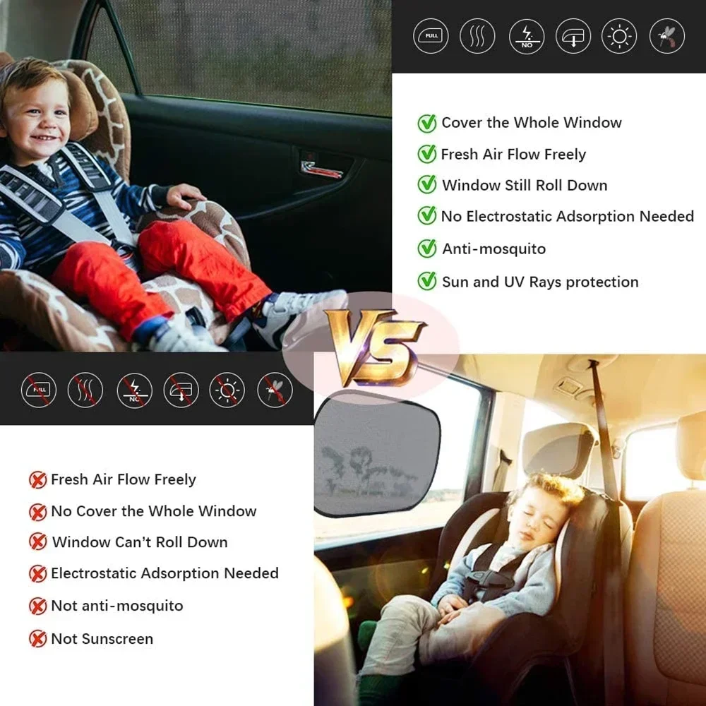 Cortinas Ventana Lateral Universales Para SUV Protective Repelente Mosquitos Red Malla Umbrella Coche Accesorios Automóviles