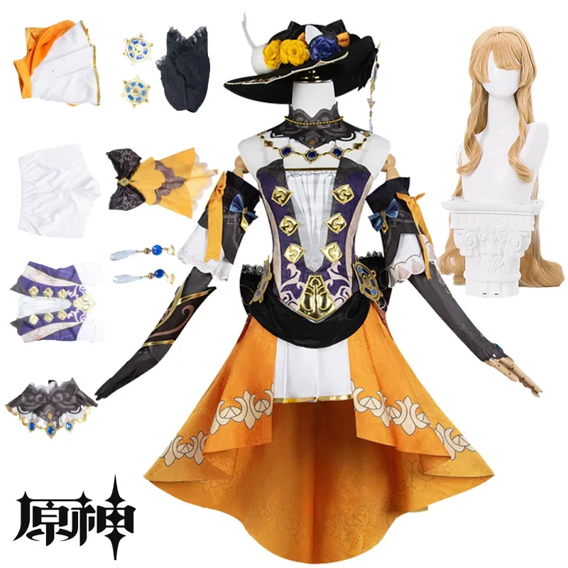

Game Genshin Impact Navia Cosplay Costume Uniform Hat Tops Skirt Suit Masquerade Halloween Carnival Party Costumes for Women