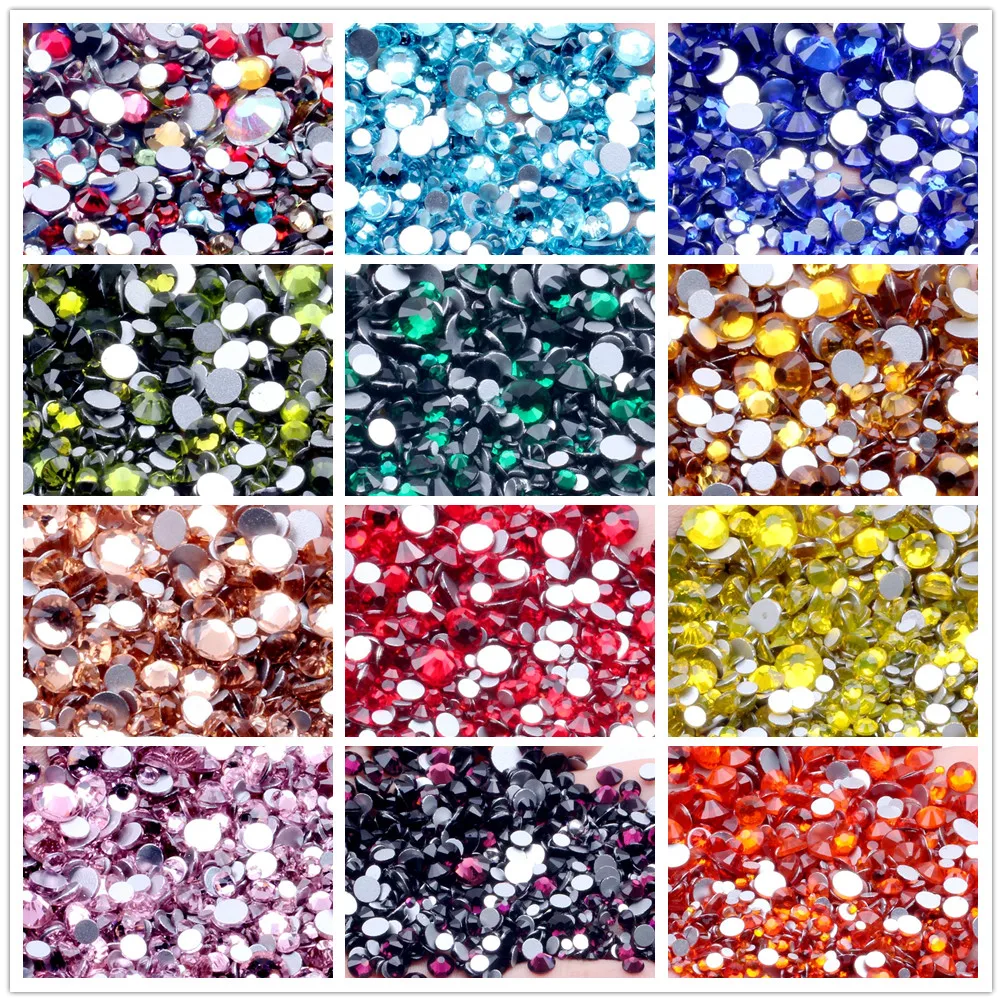 

SS3-SS30 AAAAA Top Quality Glass Crystal Non Hotfix Rhinestones Flatback Glitter Stones Nail Art Decorations DIY Accessories