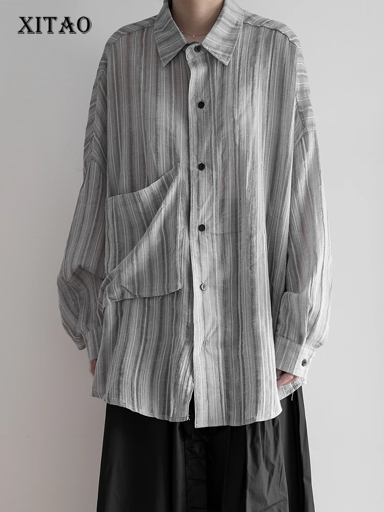 

XITAO Single Breasted Shirt Women Korea 2022 Summer New Personality Fashion Loose Turn-down Collar Short Sleeve Shirt WMD5944