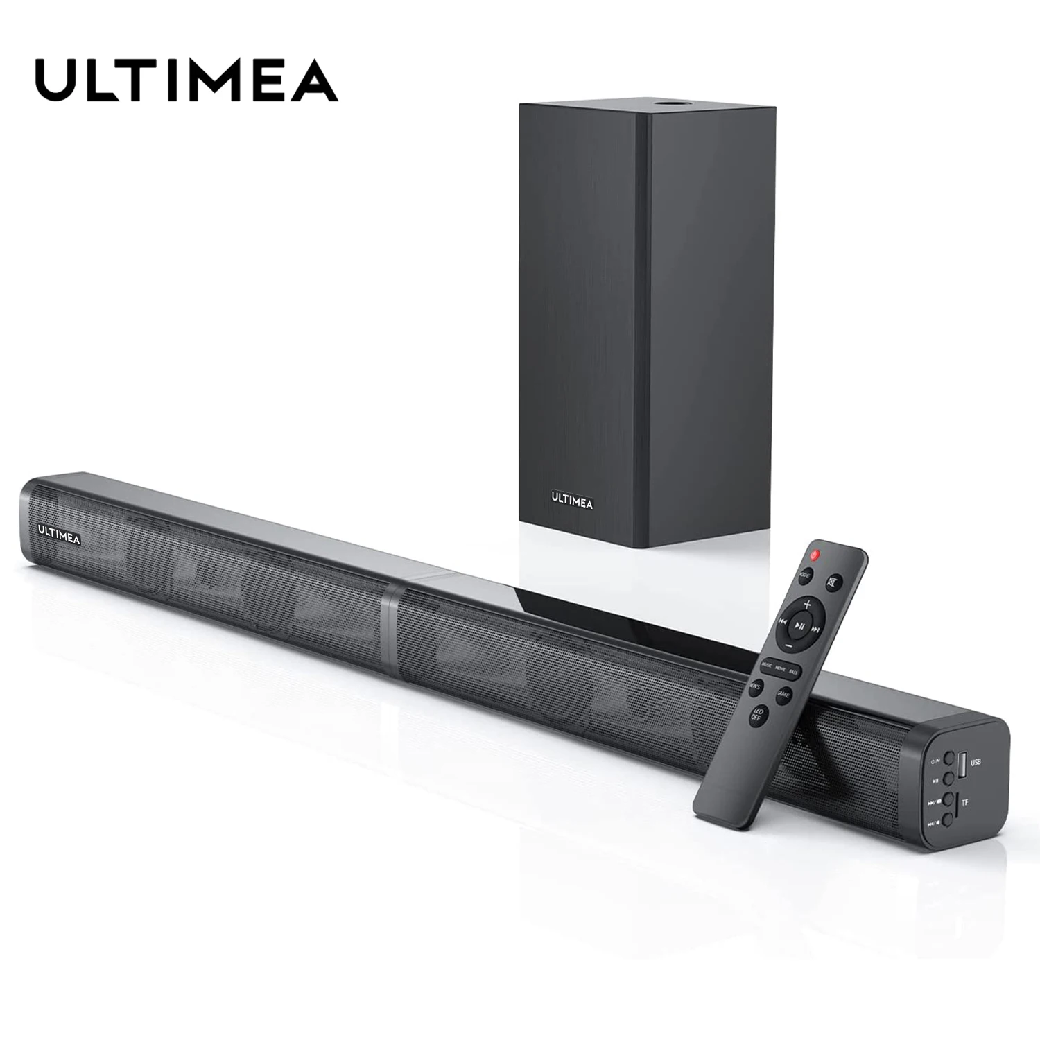 

ULTIMEA Sound Bar for TV 2.1CH Speaker for HD TV 3D Surround Sound Sound Bar Speaker 110 dB Optical AUX USB Bluetooth Speakers