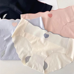 2pcs Seamless Briefs Ice Silk Solid Color Panties Breathable Women's Underwear Girls Briefs Female Intimates Lingerie