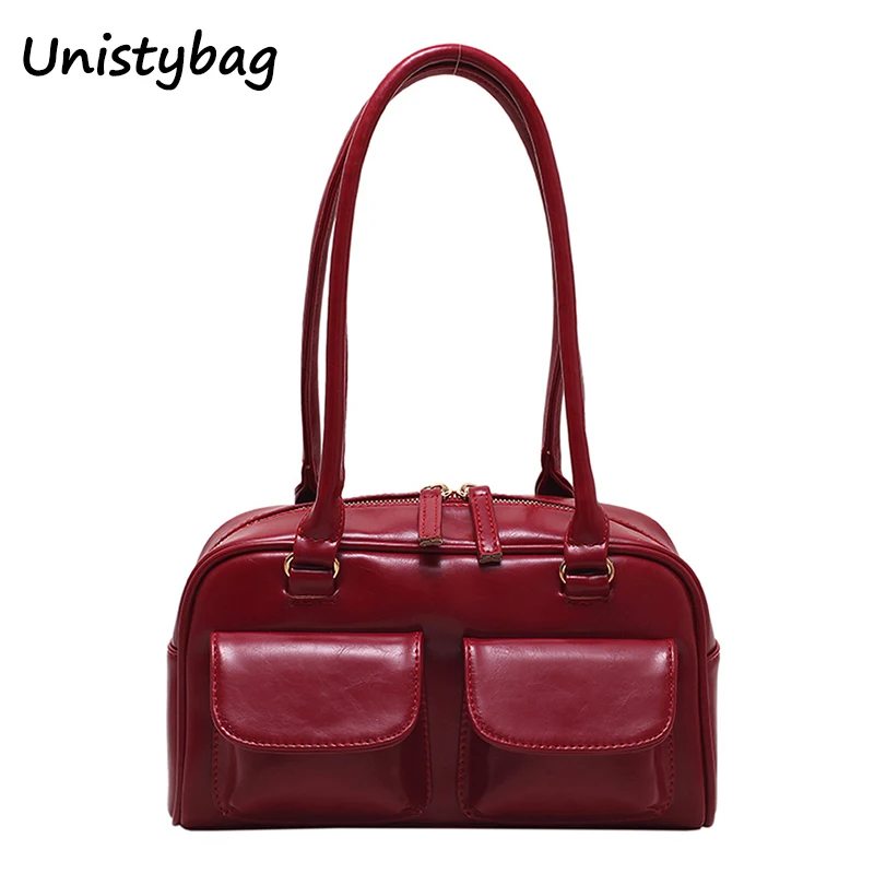 

Сумка Unistybag в стиле ретро, дамская сумочка-Хобо, модный тоут для подмышек, роскошный саквояж на плечо с ручками сверху