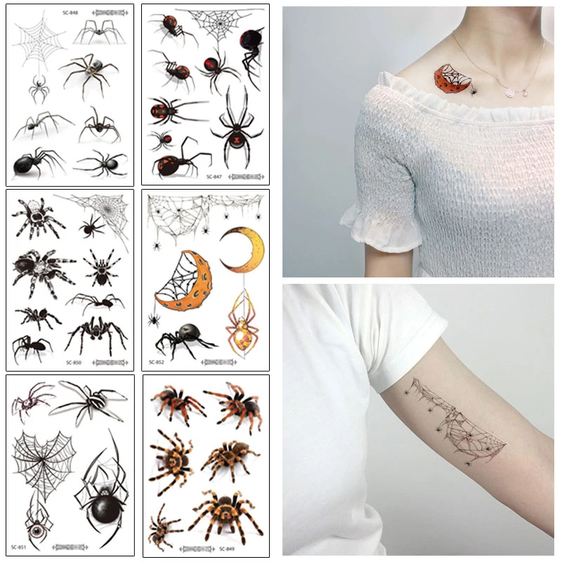 VeeCharm-страшные наклейки на Хэллоуин страшные 3D Временные татуировки уникальная