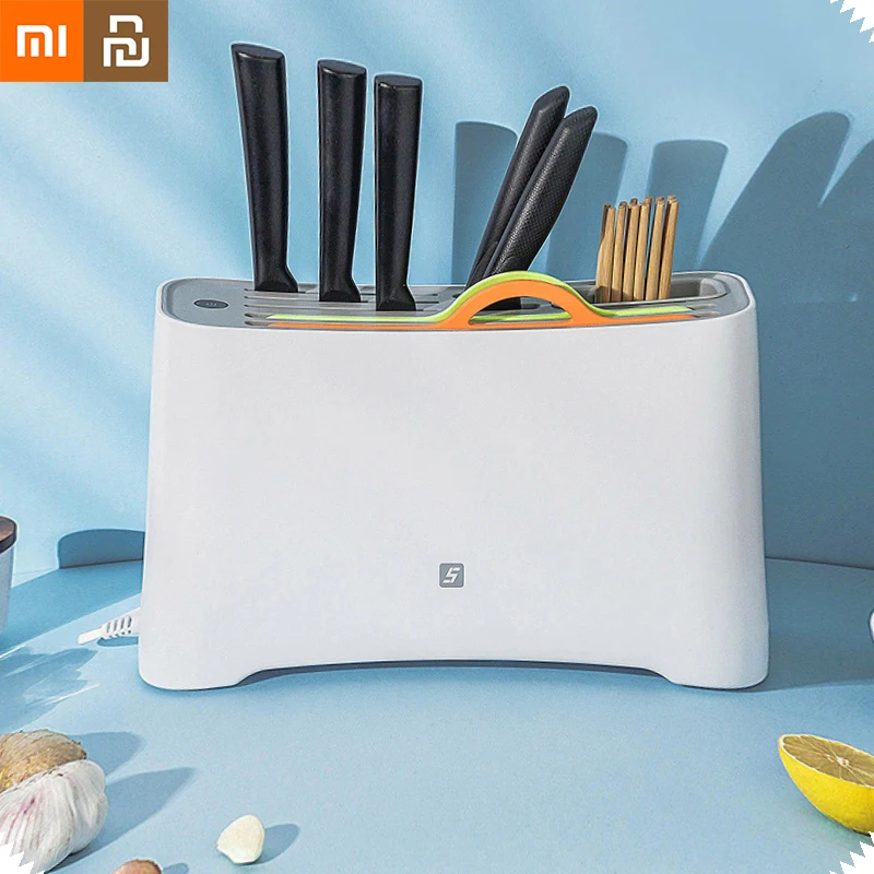 Машина для сушки и дезинфекции ножей XiaoMi с интеллектуальной УФ-стерилизацией, домашняя стойка Mija APP без мертвых углов антибактериальная.