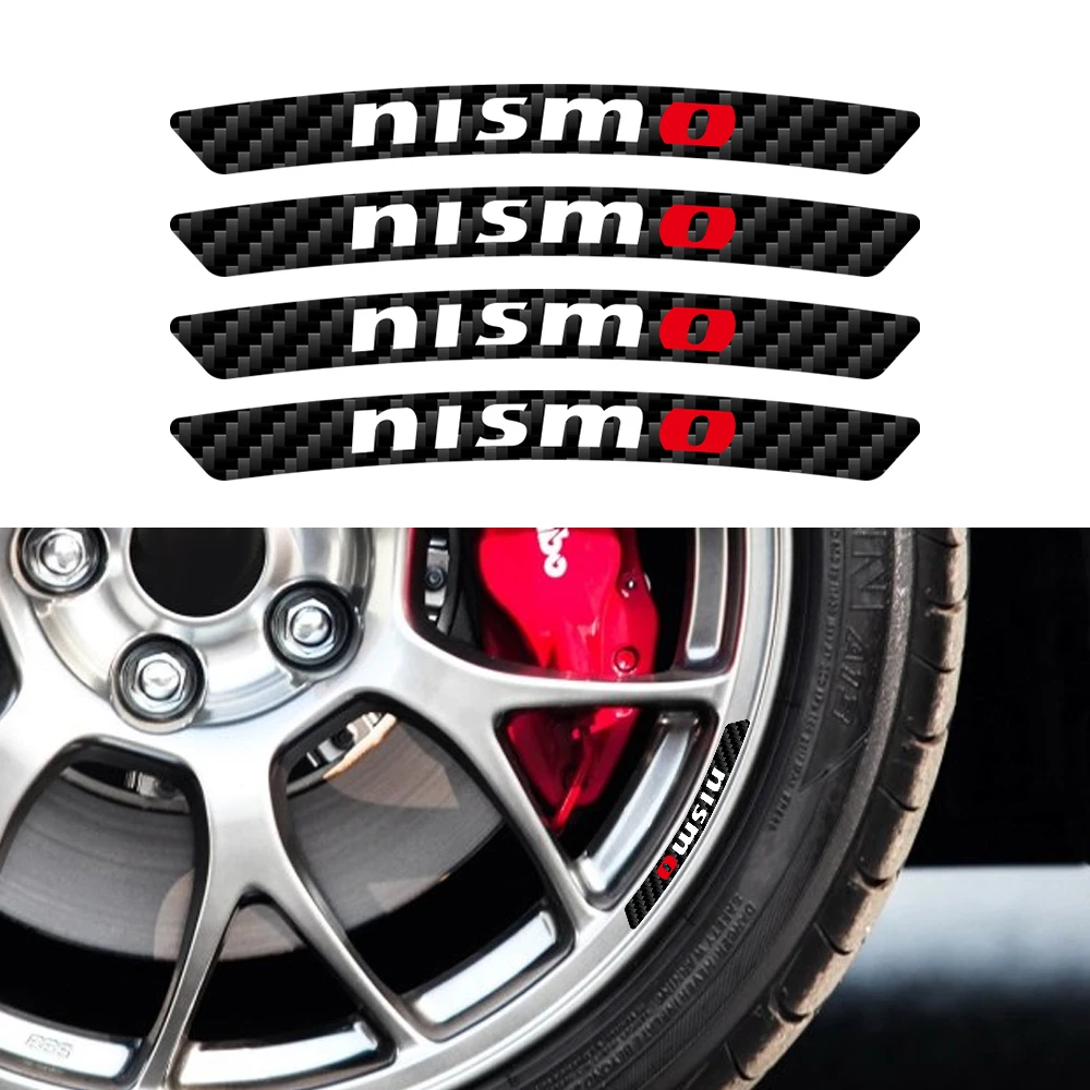 

4pcs Carbon Fiber Nismo Car Styling Wheel Rims Stickers Auto Decoration For Nissan Qashqai j11 j10 Juke X Trail t32 Tiida Leaf