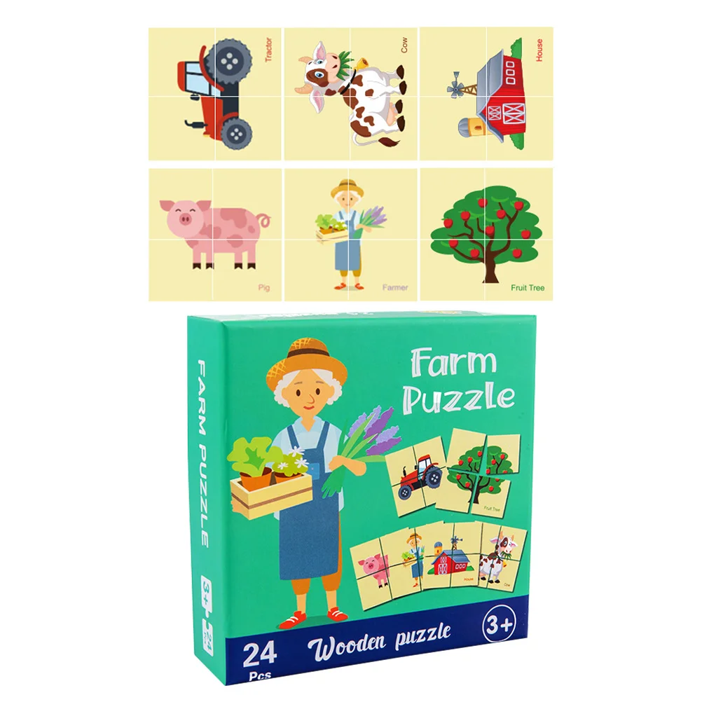 

Puzzle Wooden Kids Puzzles Animal Jigsaw3 Block Sensory Toddlers Farm4 Plaything Learning Board Toddler Montessori Early