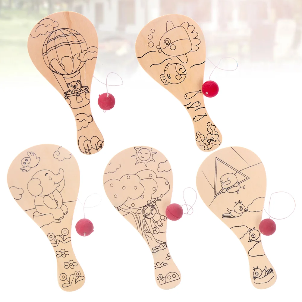 

Paddle Wooden Toy Game Bounce Toys Assortment Kids Indoor Wood Paddleball String Diy