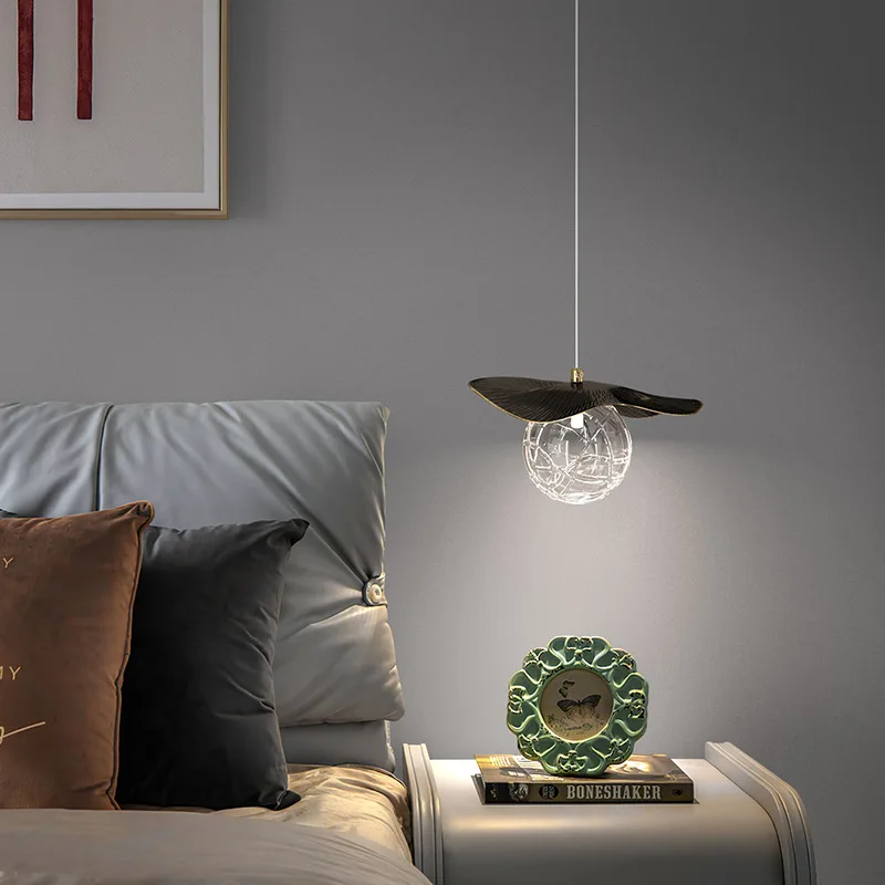 Postmodern Bedroom Living Room Study Crystal Pendant Lights Chandelier Bedside Lamps Nordic Creative Personality Copper Lighting