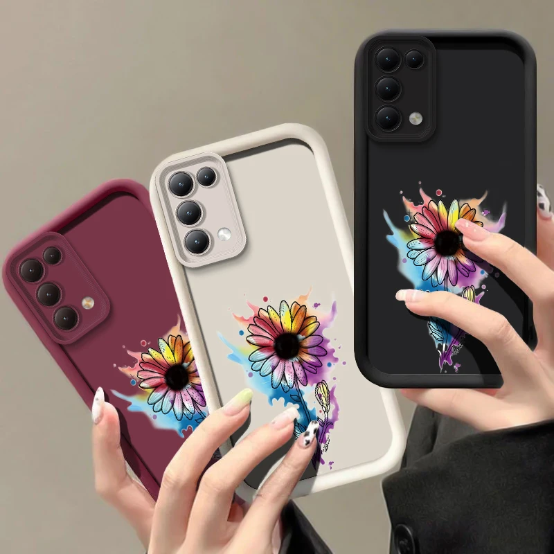 Фото Чехол для телефона с цветочным узором для OPPO Reno 14 13 Pro 12F FS 11F 10 Pro Plus 6 8T 5K 5F, силиконовый, мягкий, из ТПУ, противоударный, защита от падений №2