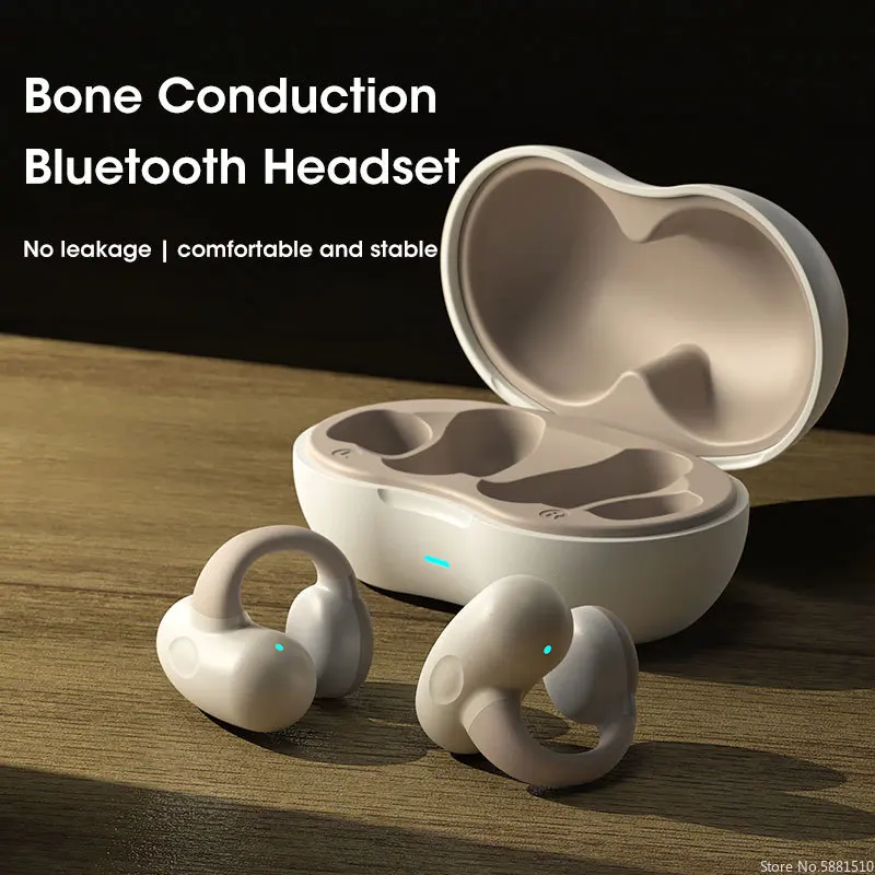 

True Bone Conduction Bluetooth 5.3 Earphones Ear Clip Earring Wireless Headphones with Mic Calling Touch Control Sports Headsets