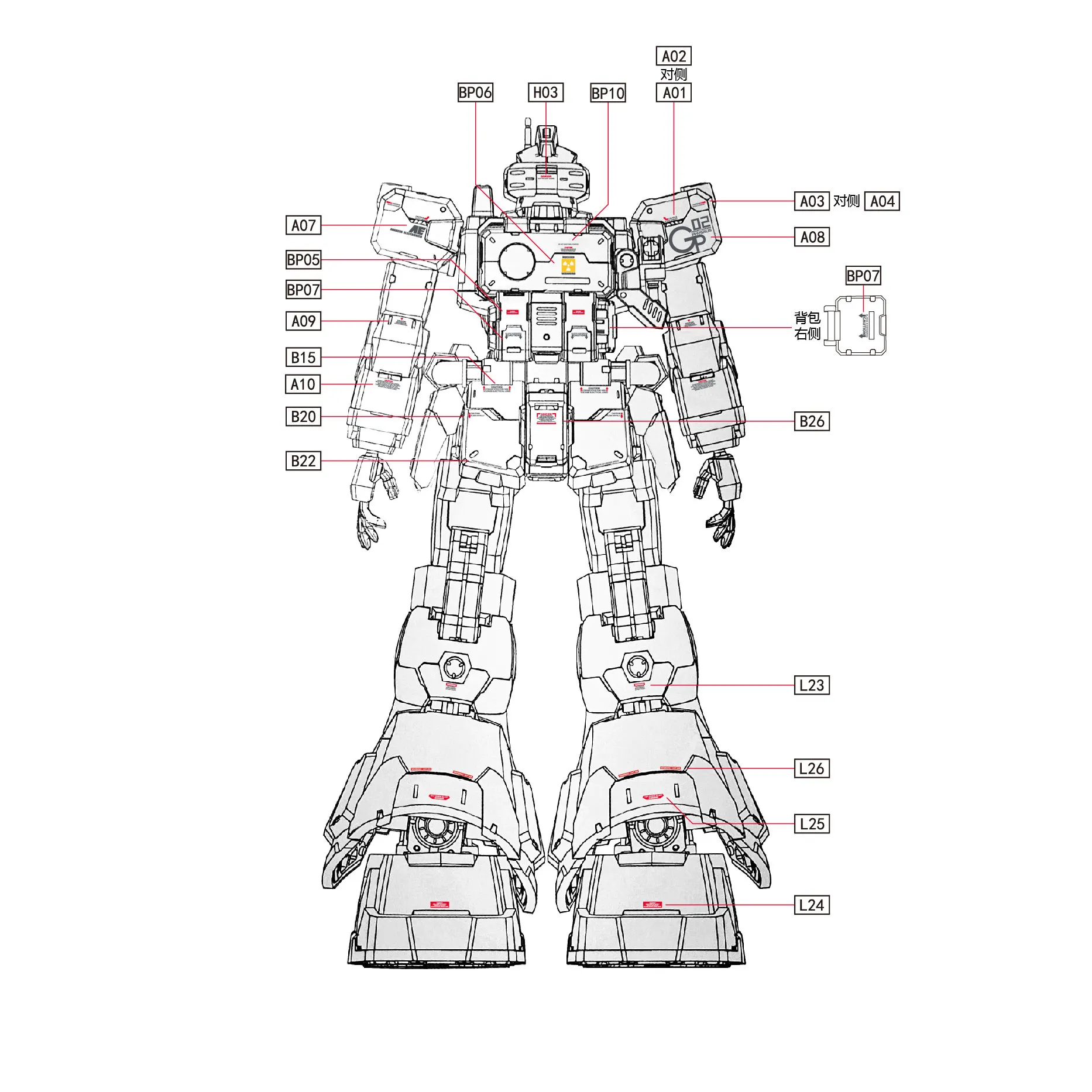 Фото Высококачественные флуоресцентные водные наклейки для MG 1/100 GP02A Gundam, набор DIY-наклеек для модели GP02, набор для хобби и моделирования №4